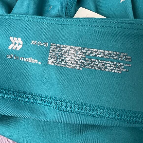 All in Motion Girls' Teal Blue Silver Star Print Leggings - Size XS - NWT - Picture 2 of 9